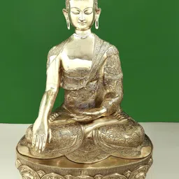 Exotic India Gold-Toned Buddha Wearing a Superb Robe Showpiece-image-3