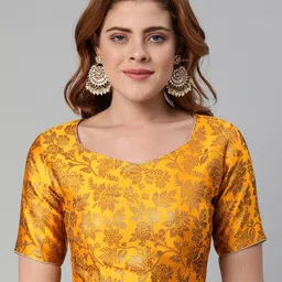 flaher Ethnic Motifs Woven Design Zari Sweetheart Neck Padded Saree Blouse-picture-47