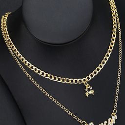 Jewels Galaxy Gold-Plated Cancer Zodiac Stone-Studded Layered Necklace-image-97