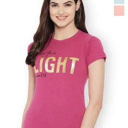 Fabflee Women Multicoloured 3 Printed V-Neck Extended Sleeves T-shirt-picture-37