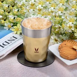 Vaya Gold-Toned & Silver-Toned Textured Stainless Steel Matte Mugs Set of Cups and Mugs-16