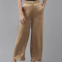 Van Heusen Woman Solid Satin Finish Mid-Rise Parallel Trousers-image-22