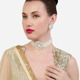 Zaveri Pearls Austrian Diamonds Studded & Beaded Jewellery Set-image-17