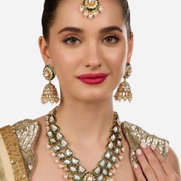 Zaveri Pearls Gold-Plated Stone-Studded & Beaded Jewellery Set-35