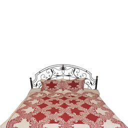 Exotic India Maroon & Beige Floral Cotton 300 TC Queen Bedsheet With 2 Pillow Covers-image-9