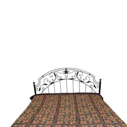 Exotic India Brown & Red Geometric Cotton 300 TC Queen Bedsheet with Pillow Covers-image-94
