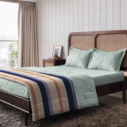 The Happy Pod Abstract Pure Cotton 144 TC Flat Queen Bedsheet & 2 Pillow Covers-image-39