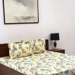 BOMBAY DYEING Brown Floral Cotton 140 TC Double Queen Bedsheet Set-2.28 m X 2.54 m-image-9