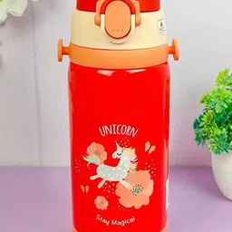 YK Red Single Stainless Steel Printed Insulated Water Bottle 450ml-image-33
