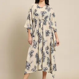 Clt.s Women Off-White & Black Pure Cotton Printed Cover-Up Dress-image-34