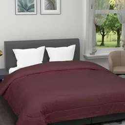ROMEE Maroon Geometric Microfiber AC Room 150 GSM Reversible Double Bed Comforter-18
