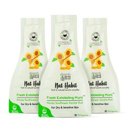 Nat Habit Set of 3 Fresh Exfoliating Mura Honey Sunflower Gentle Rub Face Scrub - 25g each-18
