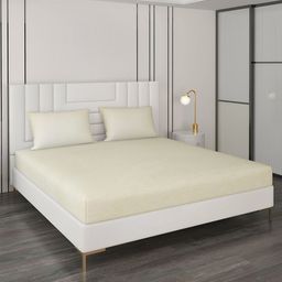 Monte Carlo Cream-Coloured Ethnic Motifs 400 TC King Bedsheet with 2 Pillow Covers-image-34