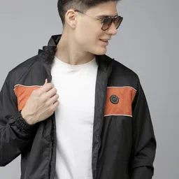 U.S. Polo Assn. Men Black & Rust Colourblocked Lightweight Bomber Jacket-image-29