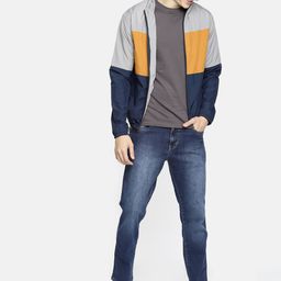 Mast & Harbour Men Navy & Grey Colourblocked Lightweight Jacket-picture-8