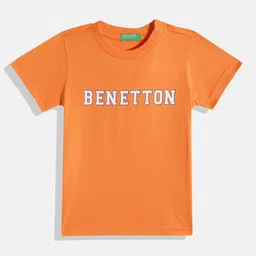 United Colors of Benetton Boys Pure Cotton Brand Logo Printed T-shirt-image-37