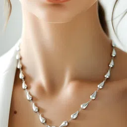 Rubans Voguish Silver-Plated Stainless-Steel Tarnish-Free Demi-Fine Tear Drop Necklace-picture-0