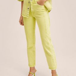 MANGO Women Lime Green Straight Fit Pure Cotton High-Rise Jeans-38