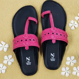 THE MADRAS TRUNK Women Braided Handcrafted Kolhapuri One Toe Flats-image-52