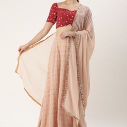Ethnovog Embroidered Sequinned Ready to Wear Lehenga & Blouse Dupatta-image-35