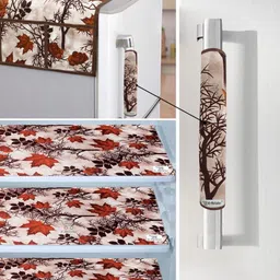E-Retailer Set Of 5 Brown & Beige Colored Printed Fridge covers-picture-13