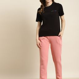 Sweet Dreams Women Pink Solid with Embellished Detail Lounge Pants-image-43