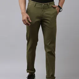 Van Heusen Sport Men Olive Green Textured Tapered Fit Trousers-picture-17