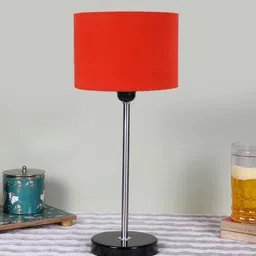 Devansh Orange Cotton Shade Cylinderical Table Lamps-30