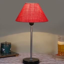 Devansh Pink Textured Wooden Contemporary Frustum Shaped Table Lamp-22