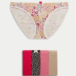 Marks & Spencer Pack Of 5 Solid Low-Rise Seamless Bikini Briefs-Leak-Proof-image-60