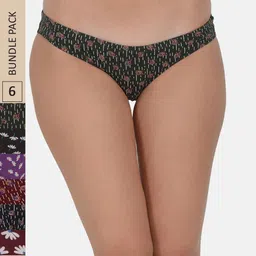 Leading Lady Women Pack of 6 Printed Pure Cotton Bikini Briefs-image-86