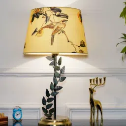 kapoor lampshades Bellis Metal Table Lamp with Printed Linen Shade-picture-44