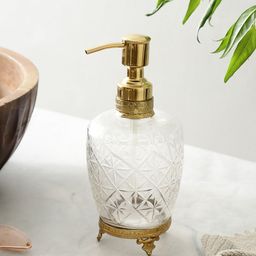 Decor de Maison Starlight Gold Toned & Transparent Classic Textured Glass Soap Dispenser-image-75