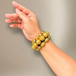 UnfoldSelf Set of 3 Gold Plated Beaded Adjustable Elasticated Bracelets Stack-7