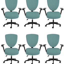 Lazi 6 Pieces Green & White Bricks Printed Stretchable Office Chair Covers-image-59
