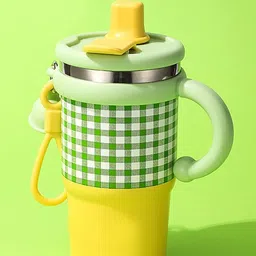 Little Surprise Box LLP Yellow & Green Checked Stainless Steel Water Bottle 550ml-image-33