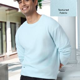 Urbano Fashion Men Textured Round Neck Oversized Full Sleeve Cotton T-Shirt-image-40