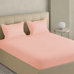 GM Rose Solid 300 TC Cotton King Bedsheet with 2 Pillow Covers-picture-0