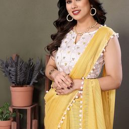 Mitera Striped Pure Chiffon Saree With Unstitched Blouse Piece-picture-20