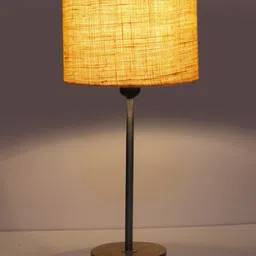 Devansh Yellow Wood & Cotton Cylinder Contemporary Table Lamp-17