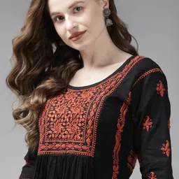 ADA Ethnic Motifs Embroidered Chikankari Kurti-picture-16