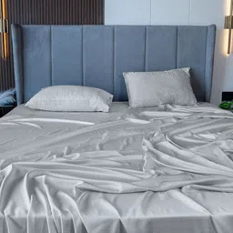 Home Prides Grey 300 TC Queen Superfine Bamboo Queen Bedsheet Set 2.28 m x 2.59 m-image-43