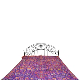 Exotic India Purple & Red Printed 300 TC Cotton Queen Bedsheet Without Pillow Covers-image-9