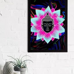 eCraftIndia Black & Pink Meditating Lord Buddha Satin Matt Textured UV Wall Art-image-40