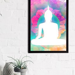eCraftIndia White & Pink Meditating Lord Buddha Satin Matt Texture UV Wall Painting-image-81