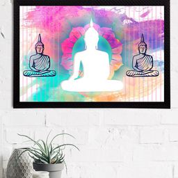 eCraftIndia White & Pink Meditating Lord Buddha Satin Matt Textured UV Wall Art-image-72