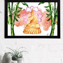 eCraftIndia White & Pink Meditating Lord Buddha Satin Matt Texture UV Wall Painting-image-82