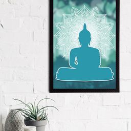 eCraftIndia Blue & White Meditating Lord Buddha Satin Matt Textured UV Wall Art-image-72