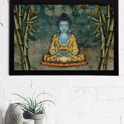 eCraftIndia Blue & Green Meditating Lord Buddha Satin Matt Textured UV Wall Art-image-72