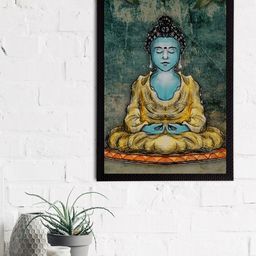 eCraftIndia Blue & Green Meditating Lord Buddha Satin Matt Textured UV Wall Art-image-63